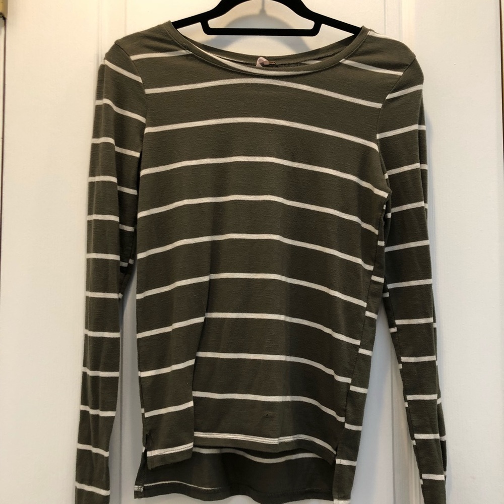 Army green striped long sleeve